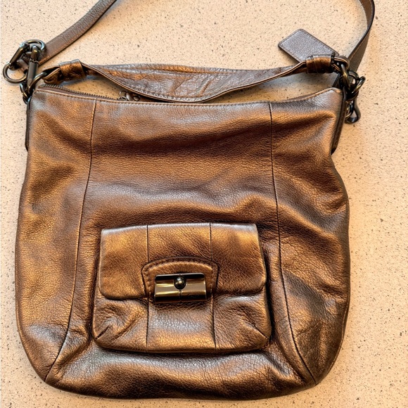 Coach Kristin Hobo Shoulder Hobo Hand Bag Gold/Bronze Leather 14783